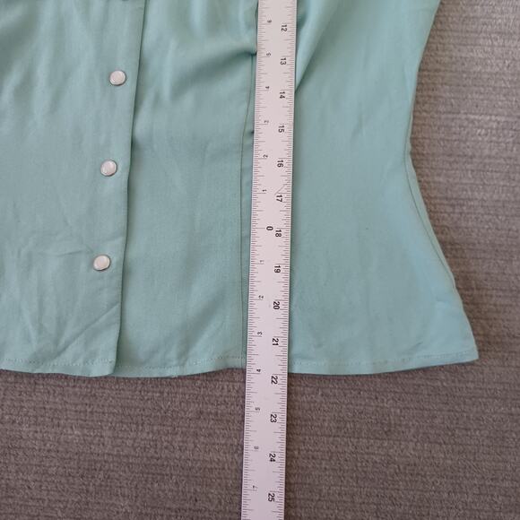 Collectif Western Shirt Womens M Embroidered Pearl Snap Retro Yoke Turquoise - Picture 6 of 11